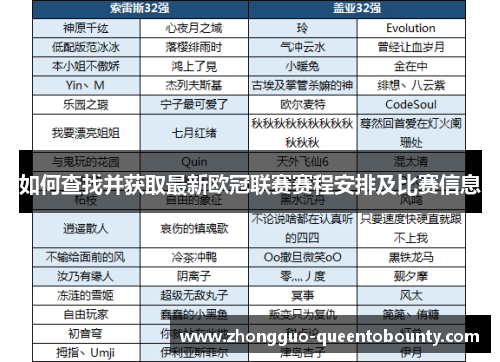 如何查找并获取最新欧冠联赛赛程安排及比赛信息
